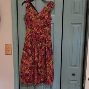 Vibrant Pink and Green vintage Women's Dress
